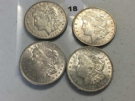 (4 X $) 1921 Morgan Dollars