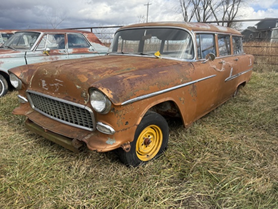 1955 Chevy Belaire 4 Door Station Wagon, no engine, trans, interior, project