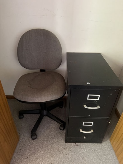Desk chair and 2 drawer file cabinet