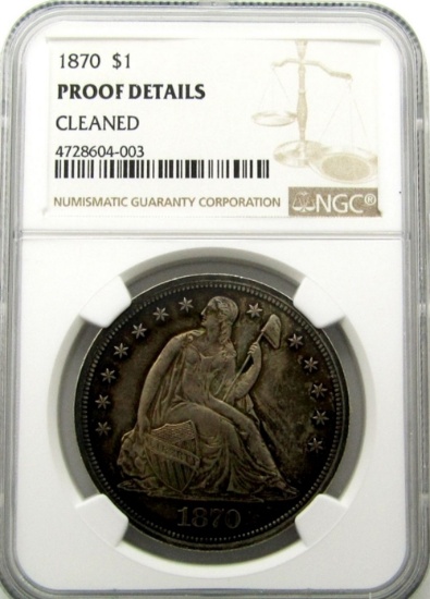 1870 SEATED LIBERTY $ PROOF DETAILS