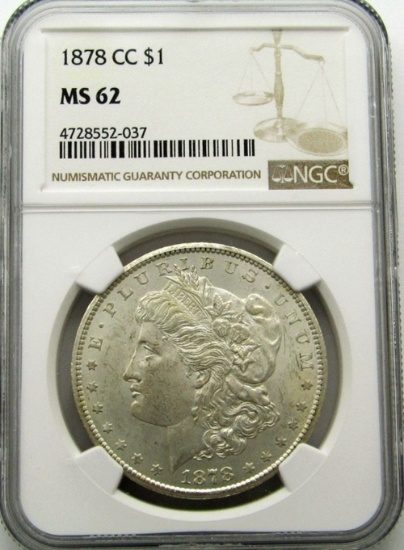 1878-CC MORGAN SILVER DOLLAR NGC MS 62