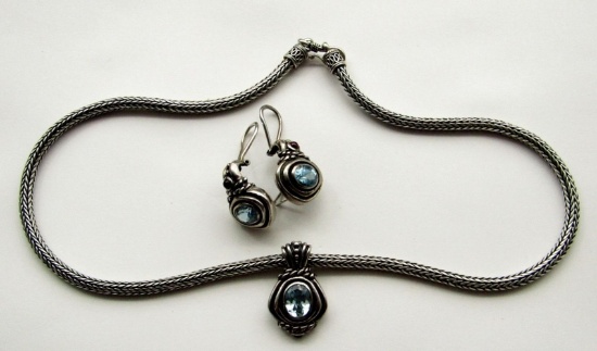 2 PIECE STERLING SILVER NECKLACE & EARRING SET