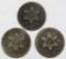 1853, 1852, 1853 THREE CENT SILVERS