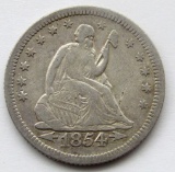 1854-O SEATED LIBERTY QUARTER VF