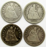 4-SEATED QTRS, 1847, 1856, 1874, 1876