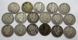 BARBER QUARTER LOT OF 17 COINS