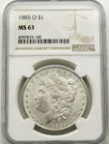 1885-O Morgan Silver Dollar $ NGC MS 63