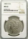 1884-O Morgan Silver Dollar $ NGC MS 62
