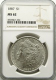 1887-P Morgan Silver Dollar $ NGC MS 62