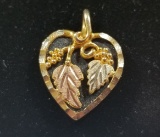 10K BLACK HILLS GOLD HEART PENDANT BLACK ONYX