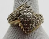 10k GOLD DIAMOND CLUSTER RING - LARGE PIECE