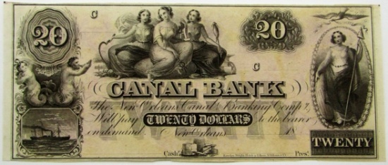 $20 CANAL BANK OBSOLETE NOTE AU/BU