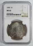 1890-P Morgan Silver Dollar $ NGC MS 62 Lightly To