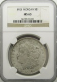 1921 MORGAN DOLLAR NGC MS63