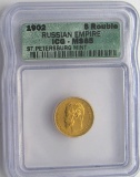 1902 5 ROUBLE RUSSIAN EMPIRE ICG MS65