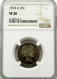 1893-O BARBER QUARTER NGC VF 30