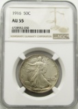 1916 WALKING LIBERTY 50c NGC AU 55