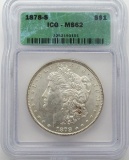 1878-S Morgan Silver Dollar ICG MS 62