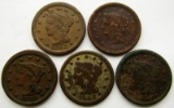 5- LARGE CENTS-1848, 1849, 1851, 1852, 1853