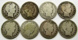 8 BARBER HALF DOLLARS CIRCS