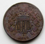 1864 TWO CENT PIECE AU