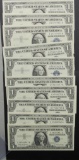 8-1957 $1 SILVER CERTS - 4 pairs CONSECUTIVE