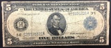 1914 $5 BLUE SEAL FED RSV NOTE LARGE