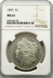 1897-P Morgan Silver Dollar $ NGC MS 61