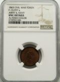 1863 CIVIL WAR TOKEN NGC UNC DETAILS