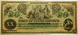1872  $20 STATE OF SOUTH CAROLINA OBSOLETE NOTE
