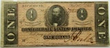 1864 $1 CONFEDERATE STATES OF AMERICA NOTE
