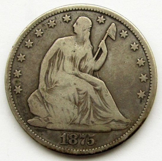 1875 SEATED HALF DOLLAR VG