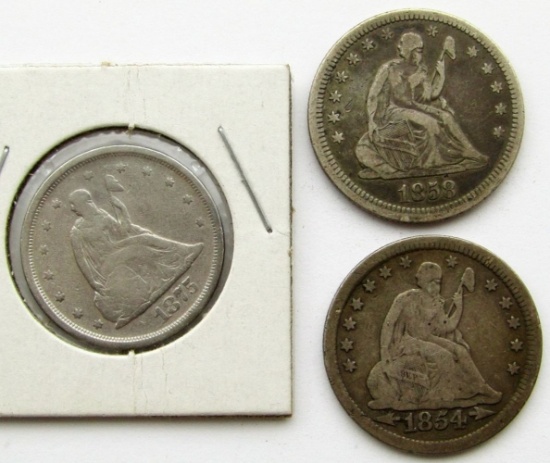 3-SEATED QUARTERS: 1854 ARROWS/DATE