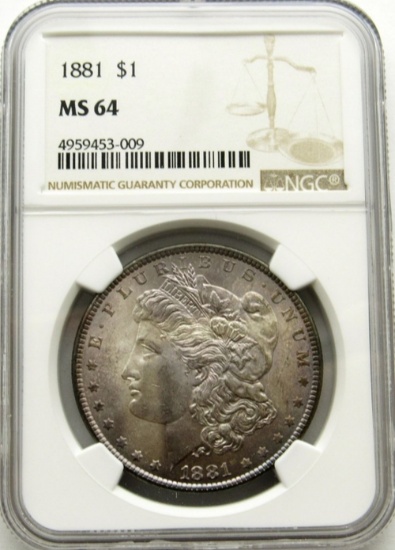 1881-P Morgan Silver Dollar $ NGC MS 64 Beautifull
