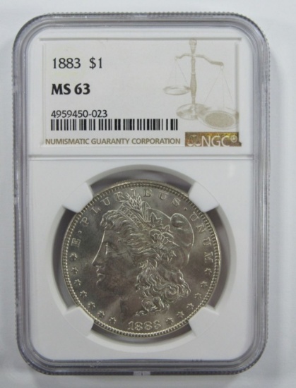 1883-P Morgan Silver Dollar $ NGC MS 63