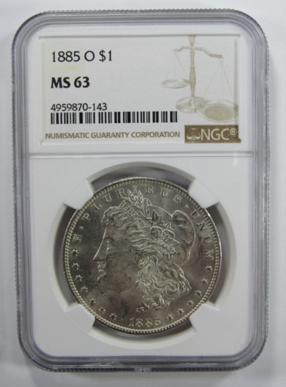 1885-O Morgan Silver Dollar $ NGC MS 63