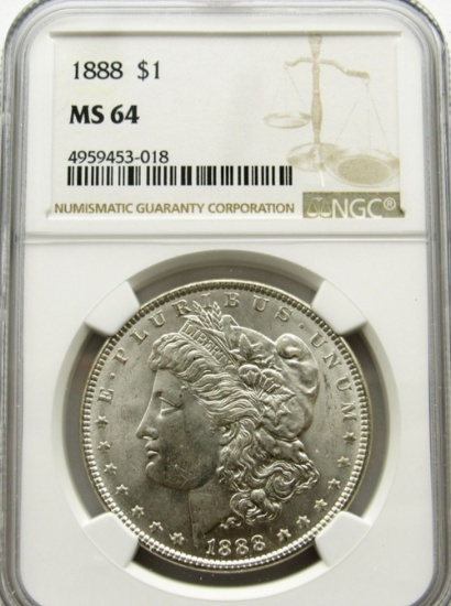 1888-P Morgan Silver Dollar $ NGC MS 64