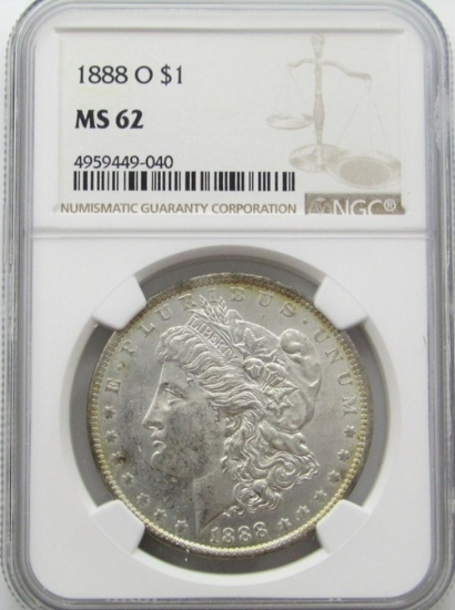 1888-O Morgan Silver Dollar $ NGC MS 62 Lightly To