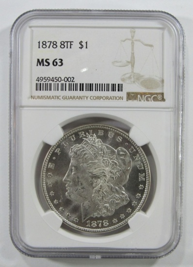 1878 8 Tail Feather Morgan Silver Dollar $ NGC MS