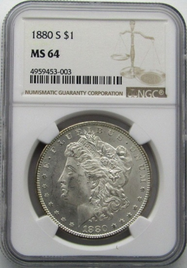 1880-S Morgan Silver Dollar $ NGC MS 64