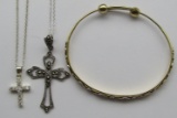 2-STERLING SILVER CROSS NECKLACES &