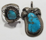 SET OF NAVAJO STERLING PENDANT AND RING