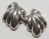 PAIR OF MEXICO STERLING SHELL EARRINGS