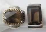 2-STERLING RINGS WITH LARGE BROWN
