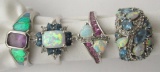 STERLING SILVER LOT WITH OPAL, PURPLE