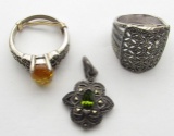 2-ANTIQUE STERLING SILVER RINGS &