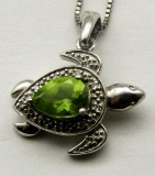 STERLING SILVER TURLE NECKLACE WITH