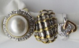 3-STERLING RINGS. (1)WITH LARGE PEARL