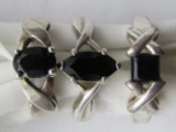 3-ANTIQUE STERLING RINGS WITH ONYX