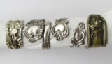 4-ANTIQUE STERLING SILVER SPOON RINGS